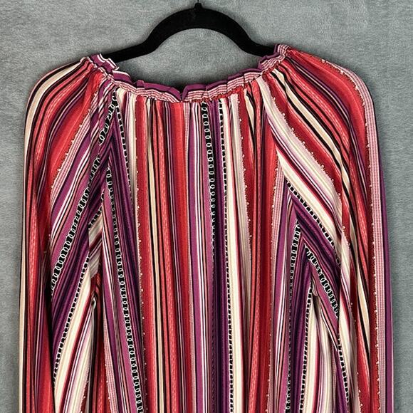 Susan Graver Top Womens 1X Pink Striped Liquid Knit Long Sleeve Stretch Comfort - Picture 5 of 12